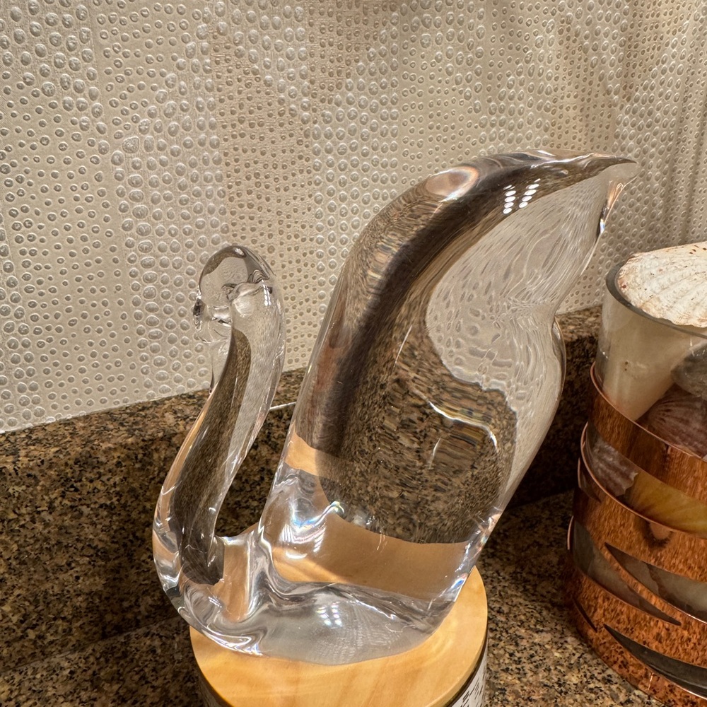 Elegant Clear Large Glass Swan Figurine Vintage